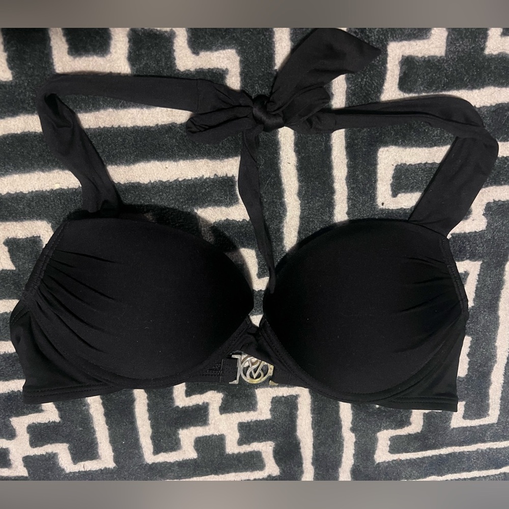 Victoria’s Secret Push up bikini top. Black w/gold back hook.